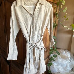 Lucy Paris Cream Button-Down Dress